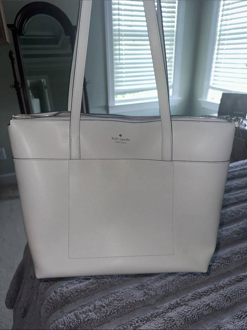 Kate Spade Cream Leather Zip-Top Tote